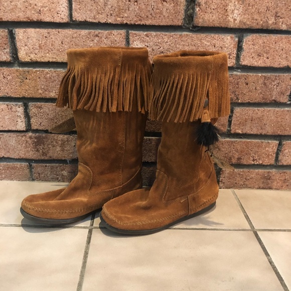 Minnetonka Shoes - Minnetonka Fringe Boots With Feather